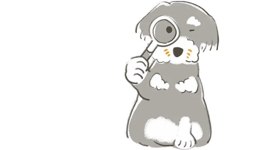 虫眼鏡を持った犬